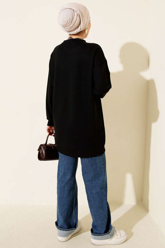 Loysha Tunic with Scarf Detail, Black