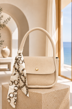 Sac À Main Miniature Beige Avec Détails Foulard