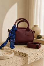 Sac Mini Bordo Avec Détails Foulard Pour Main & Épaule