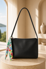 Sac À Bandoulière Noir Et Rouge Avec Foulard