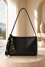 Sac À Main Baget Noir Et Vison Avec Foulard