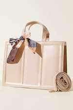 Sac Rectangulaire Beige Avec Foulard
