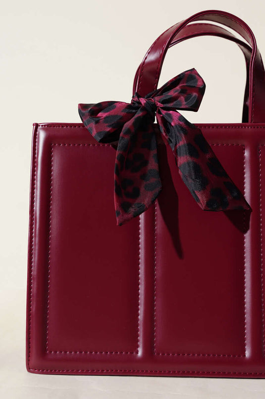 Rectangular Bag with Scarf, Burgundy