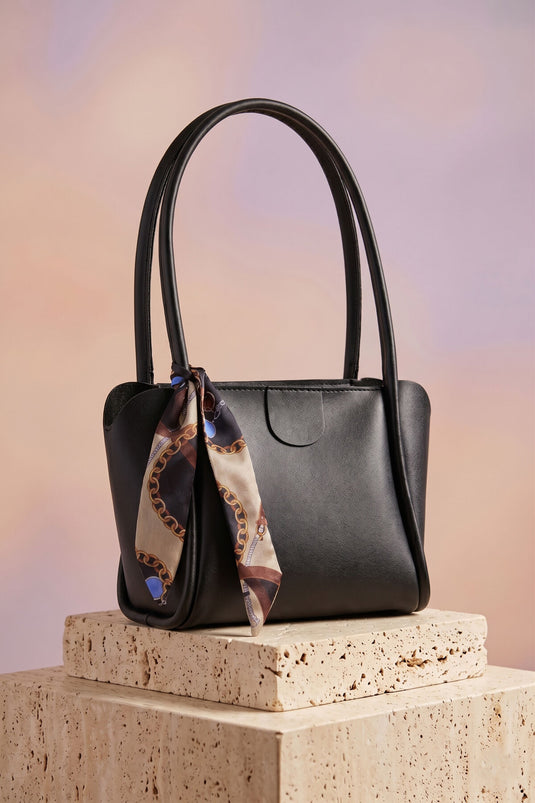 Borsa a mano e a spalla con foulard nera