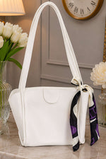 Sac À Main Carré Avec Fermeture Éclair Et Foulard Beiges