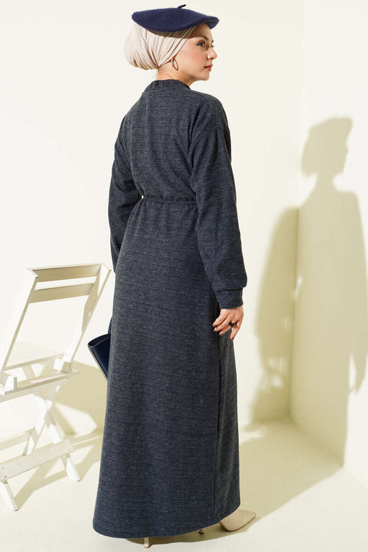 Dress with Scarf and Tie Detail, Smoke Grey