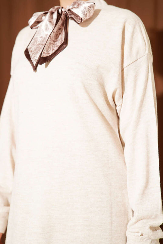 Scarf Knitwear Two Piece Set Beige