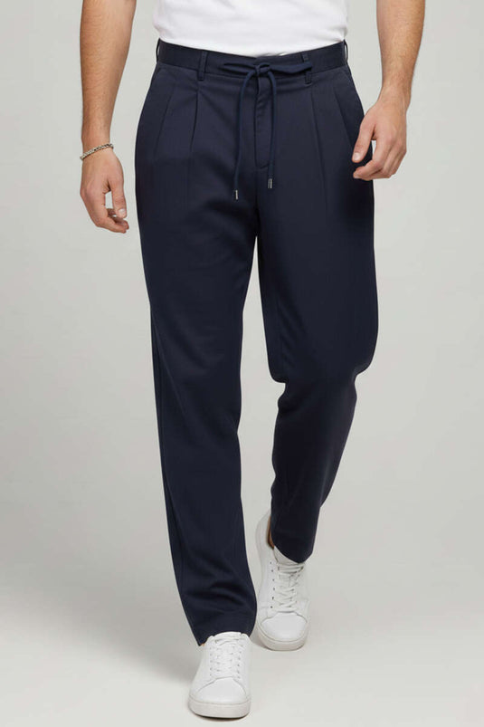 Herren-Gabardine-Schnürhose, Marineblau