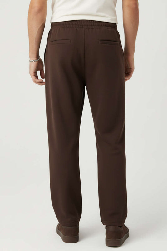 Pantalon en gabardine pour homme avec taille élastique, marron