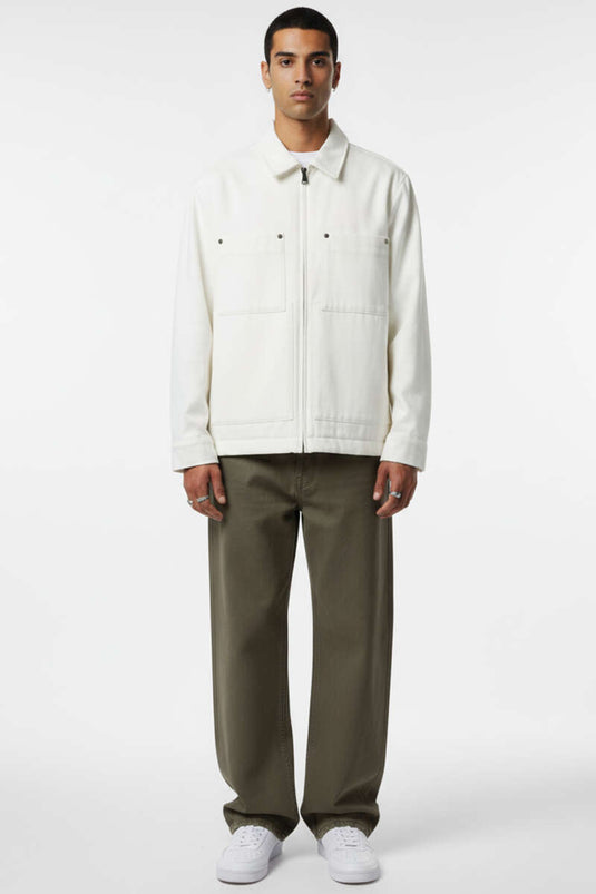Men's Gabardine Zip-Up Jacket, Ecru