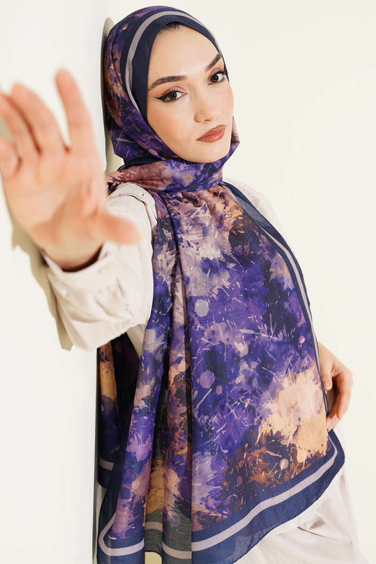 Galaksi Desen Lina Şal Lacivert