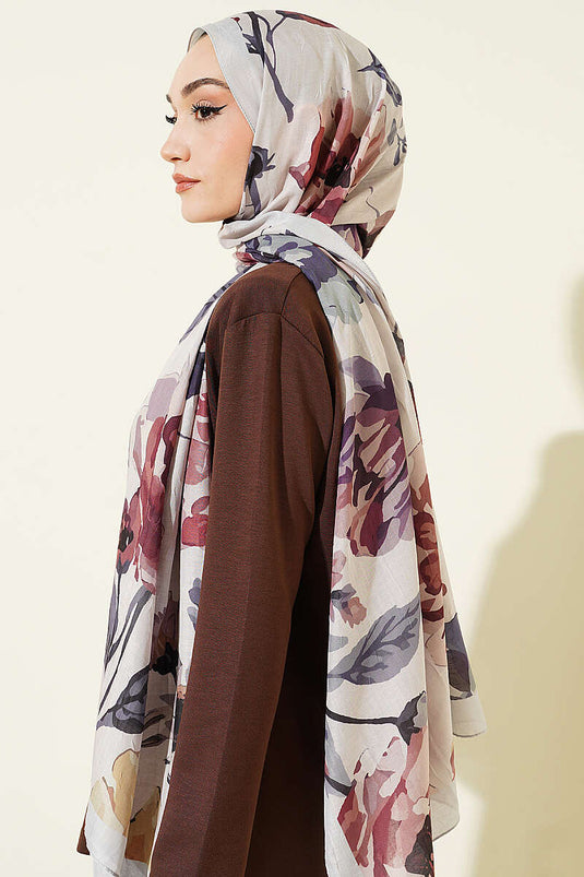 Gardenya Muster Bambus Crêpe Schal Grau