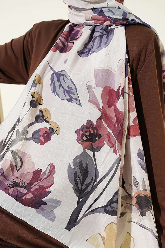 Gardenya Muster Bambus Crêpe Schal Grau