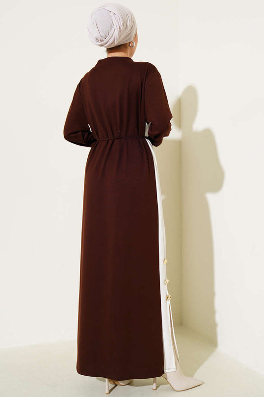 Garnished Rope Belted Loysha Dress Brown