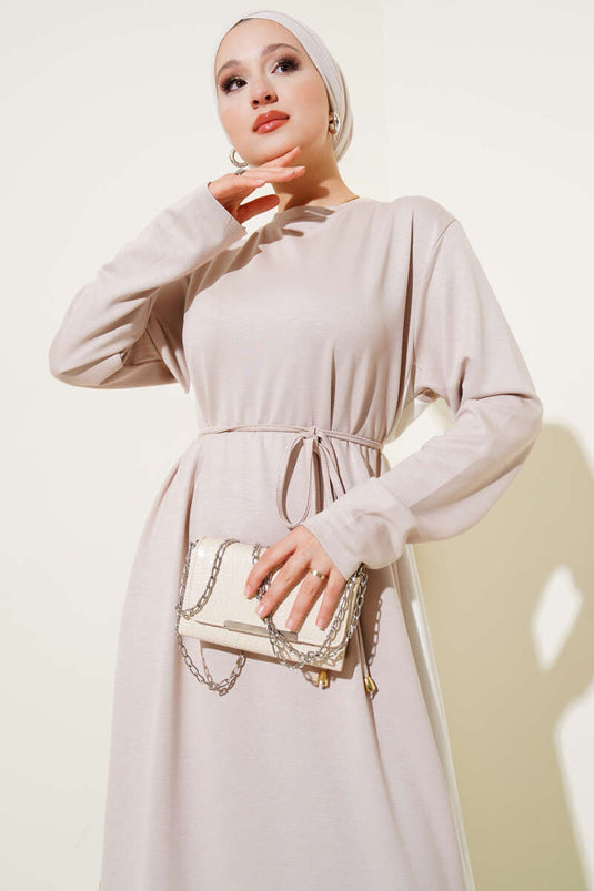 Garnished Rope Belted Loysha Dress Stone