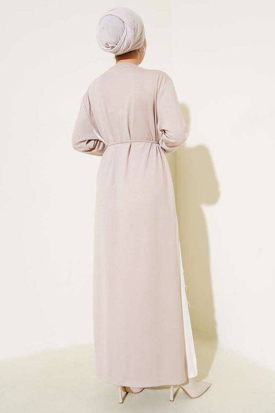 Garnished Rope Belted Loysha Dress Stone