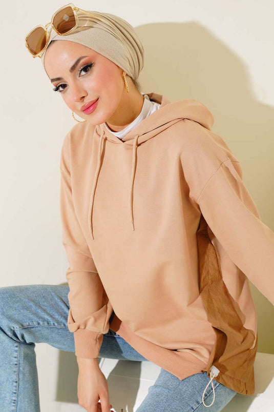 Garnili Kapüşonlu Tunik Camel