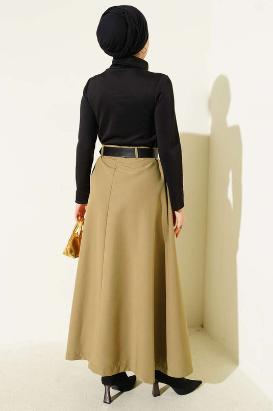 Garnished Belt Detailed Dress in Orange