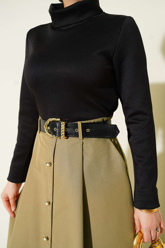 Garnished Belt Detailed Dress in Orange