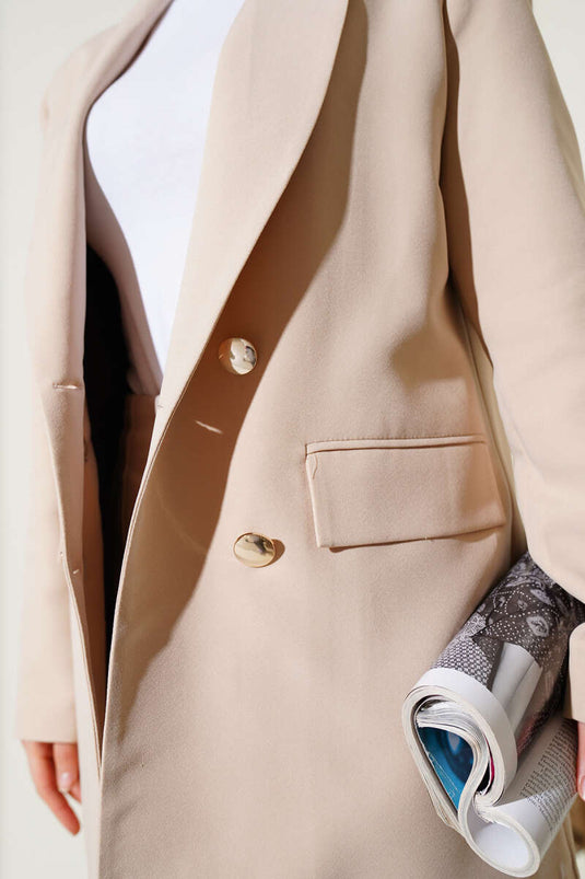 Veste croisée beige garnie