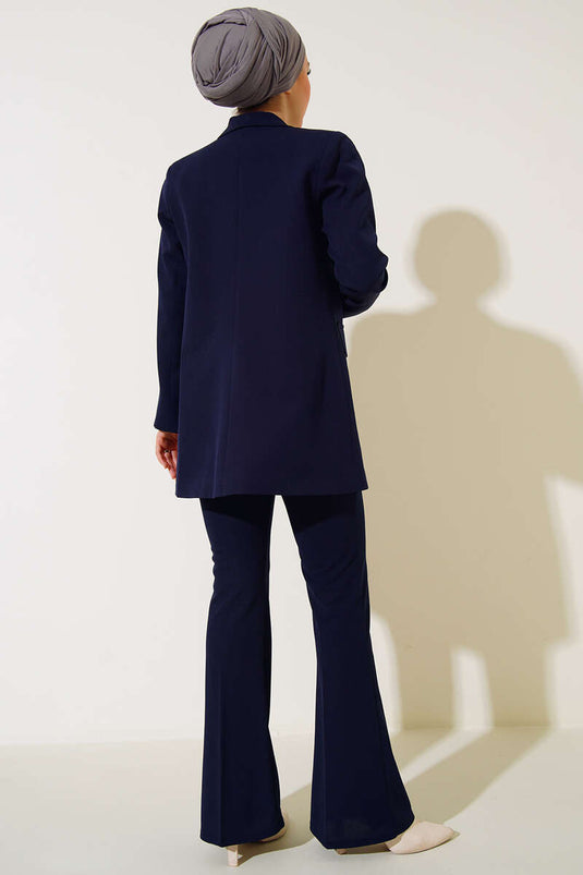 Navy Blue Blazer with Garnish