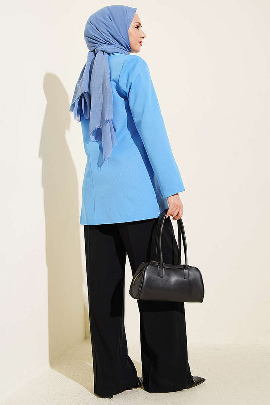 Garnished Wrap Blue Jacket