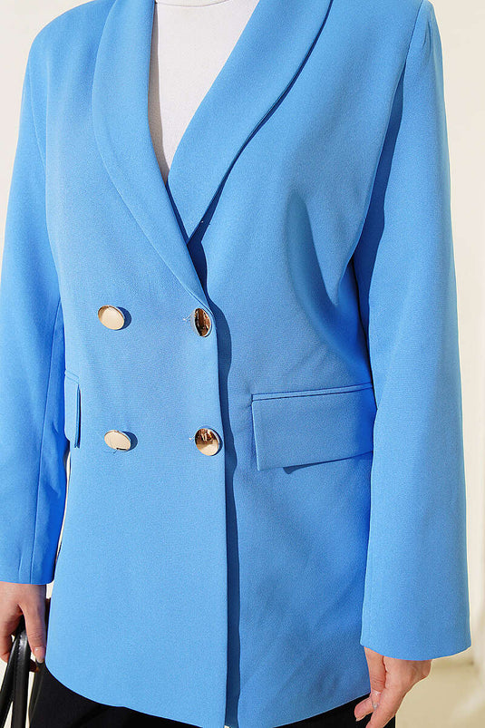 Garnished Wrap Blue Jacket