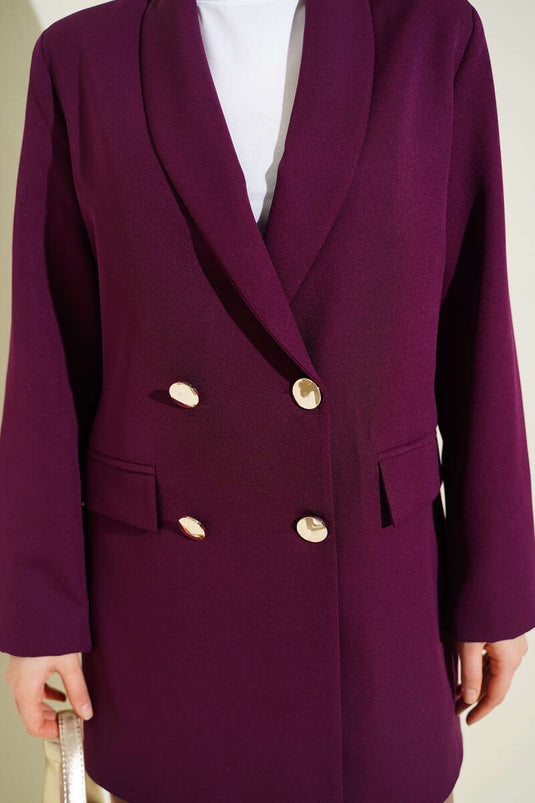 Purple Wrap Jacket with Buttons