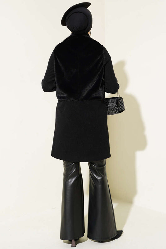 Garnished Plush Cashmere Vest Black