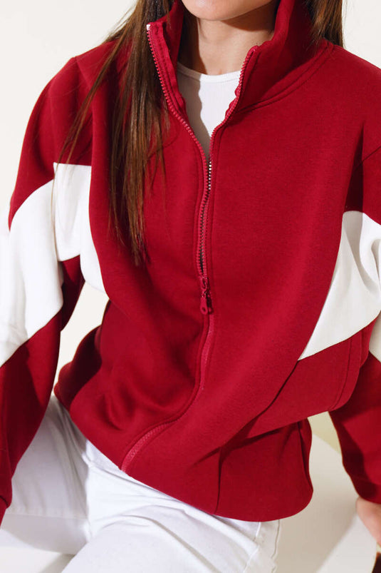 Gilet court décontracté bordeaux à trois fils orné