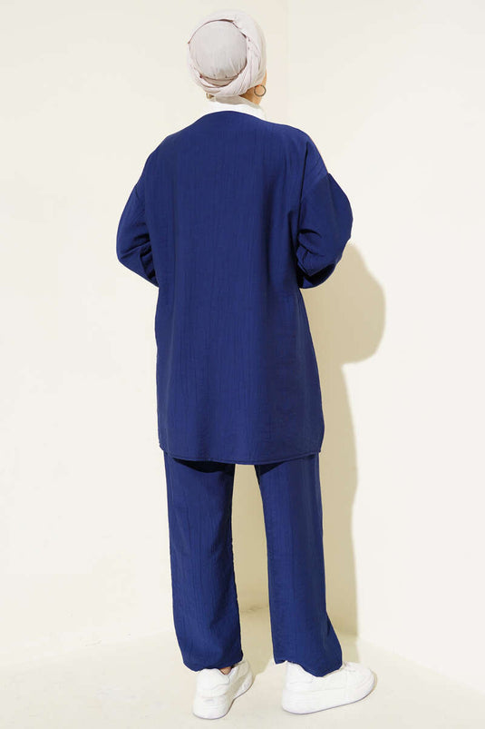 Garnili Yarım fermuarlı İkili Takım Lacivert