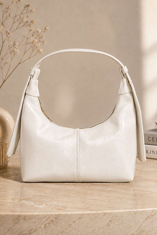 Sac à bandoulière large avec fermeture éclair, manches, blanc