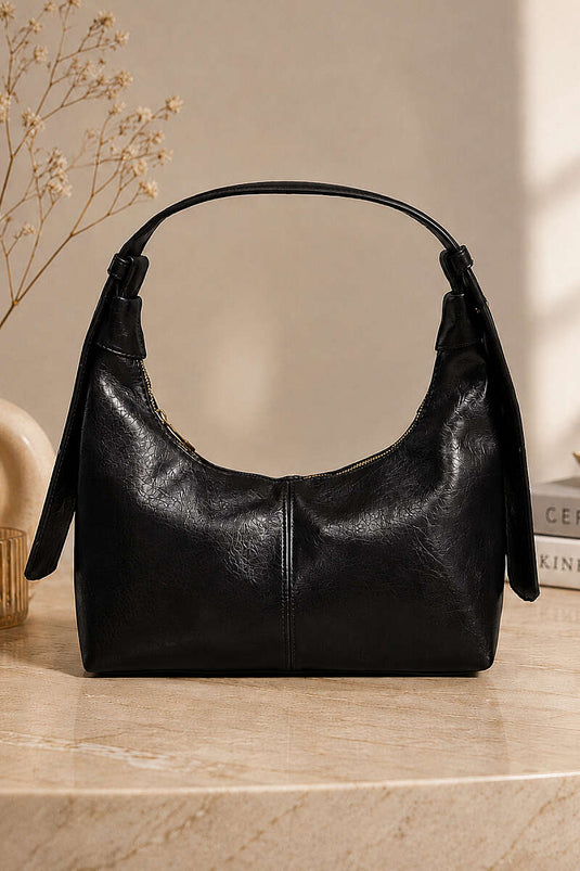 Borsa a tracolla larga con zip, colore nero