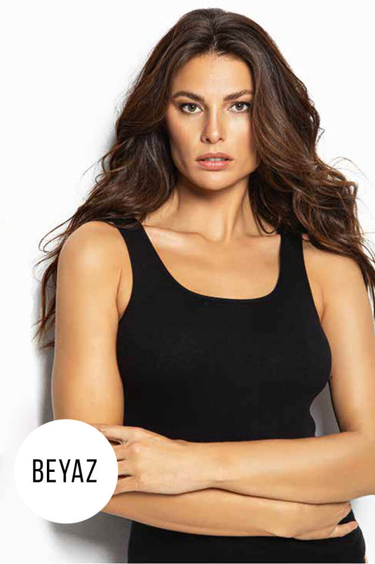 Wide Strap Cotton Undershirt White