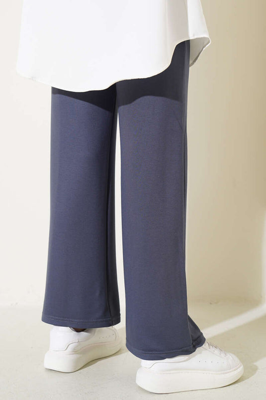 Wide Waistband Elasticated Trousers with Pockets in Charcoal