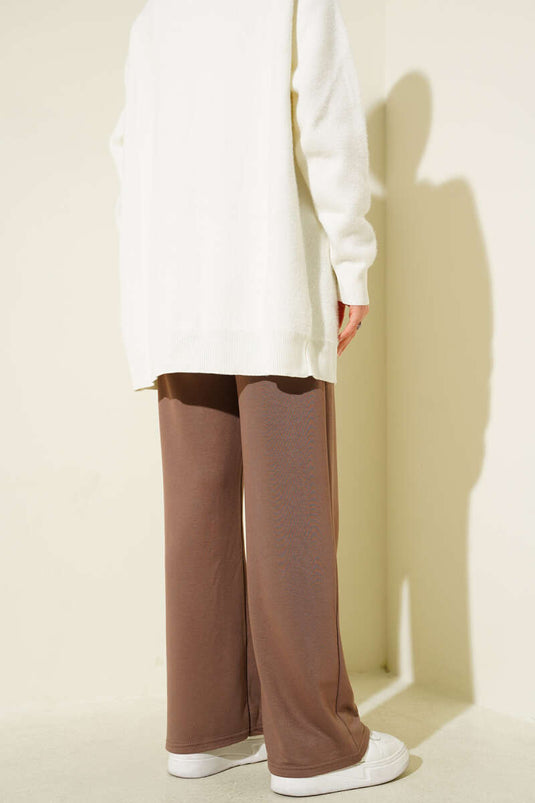 Geniş Bel Lastikli Çımalı Pantolon Vizon