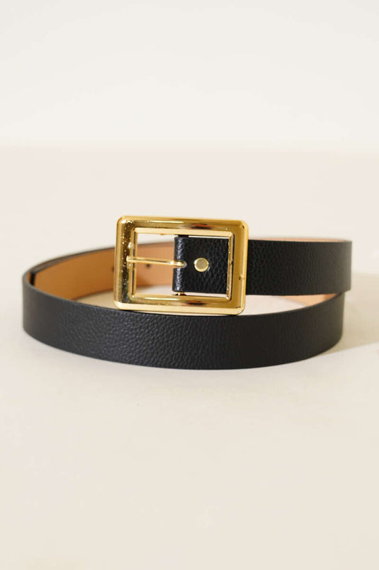 Wide Rectangular Buckle Belt Black