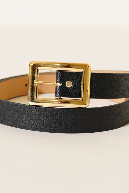 Wide Rectangular Buckle Belt Black