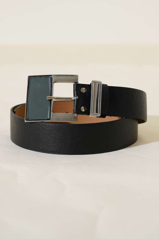 Ceinture noire à boucle carrée large