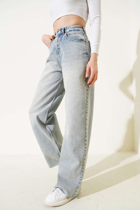 Wide Leg Jeans Green Tint