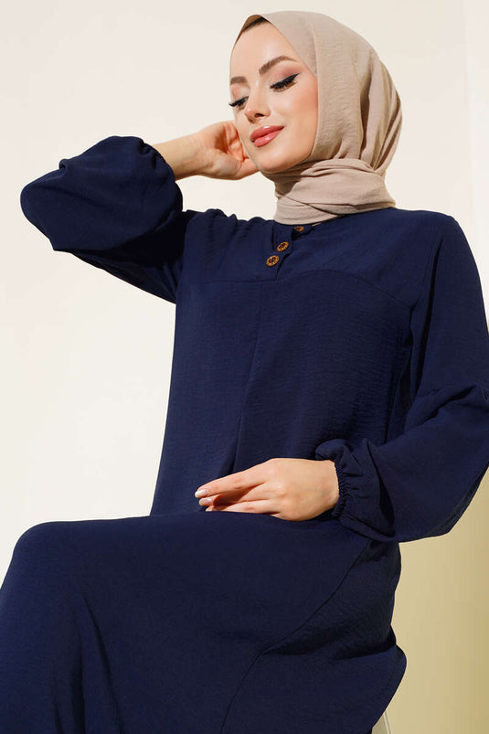 Wide Sleeve Dress Navy Blue
