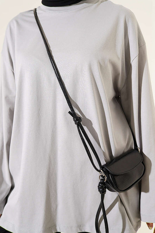 Geniş Kollu Basic Tunik Gri