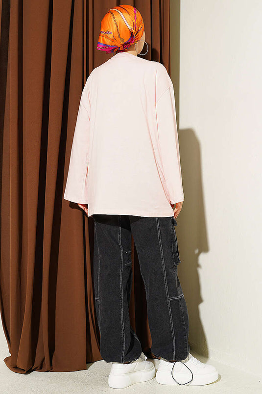 Geniş Kollu Basic Tunik Somon