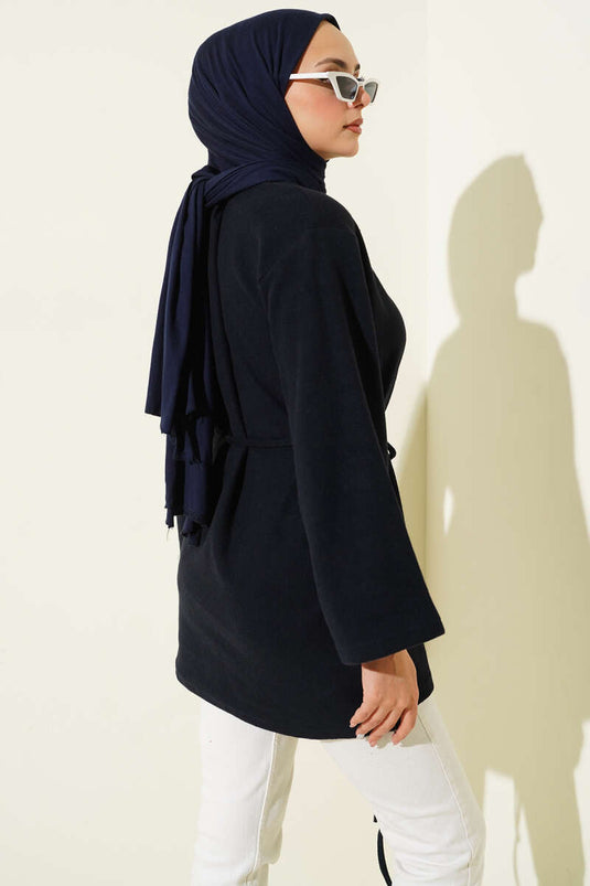 Wide Sleeved Corduroy Tunic Navy Blue