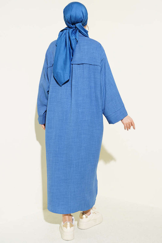 Camicia lunga oversize a maniche larghe blu