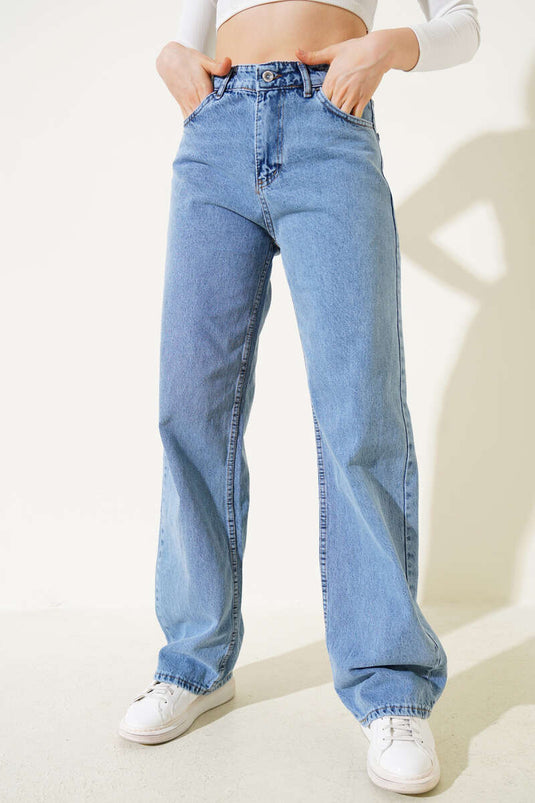 Wide Leg Loose Jeans Blue