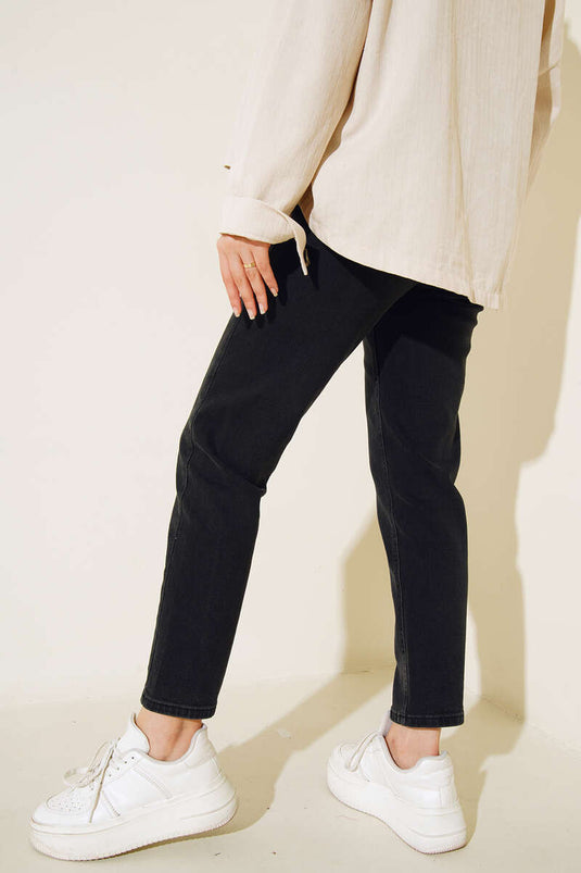 Wide Leg Denim Pants Anthracite