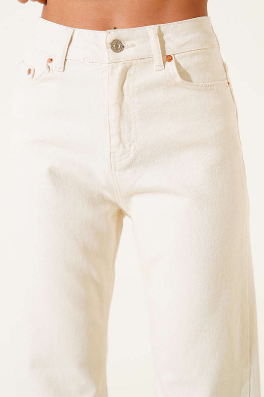 Jean beige à jambes larges