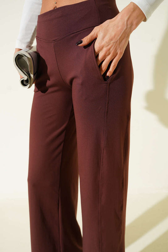 Geniş Paça Loyşa Pantolon Kahve