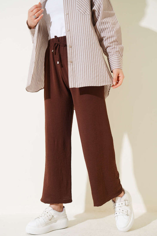 Pantalones Ayrobin de pierna ancha, marrón